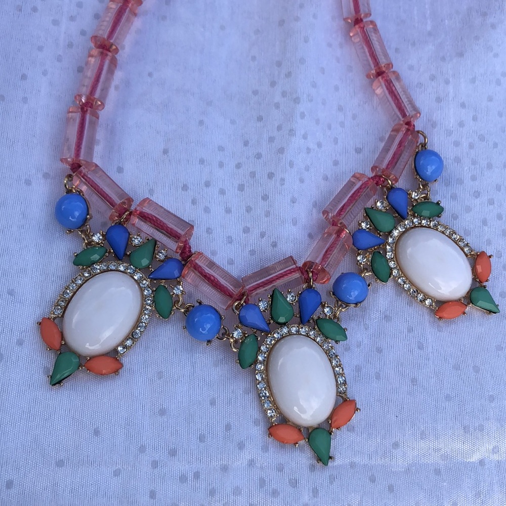 Threaded tube bead acrylic necklace bohemian queen